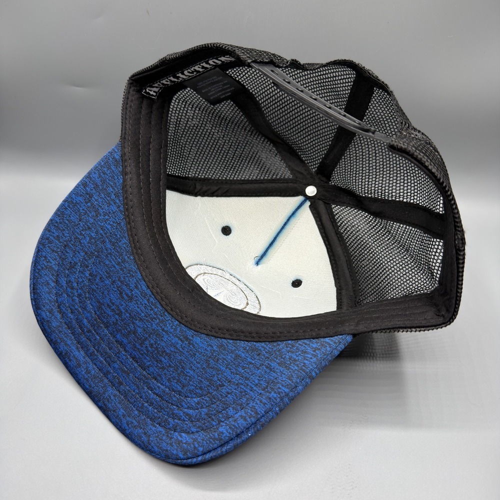 Affliction Mens Live Fast Patch Trucker Hat Black Blue Mesh Snapback HT11891AQ - Picture 6 of 7
